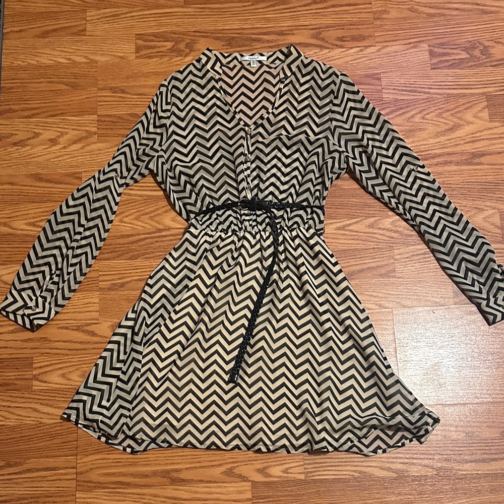 Papaya Black and White Chevron Dress